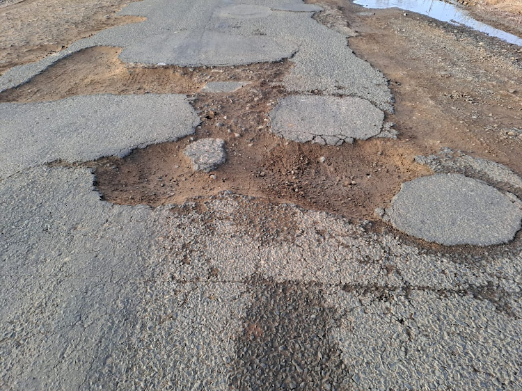 The R708 in Free State is in an extremely poor condition. Picture: SUPPLIED.