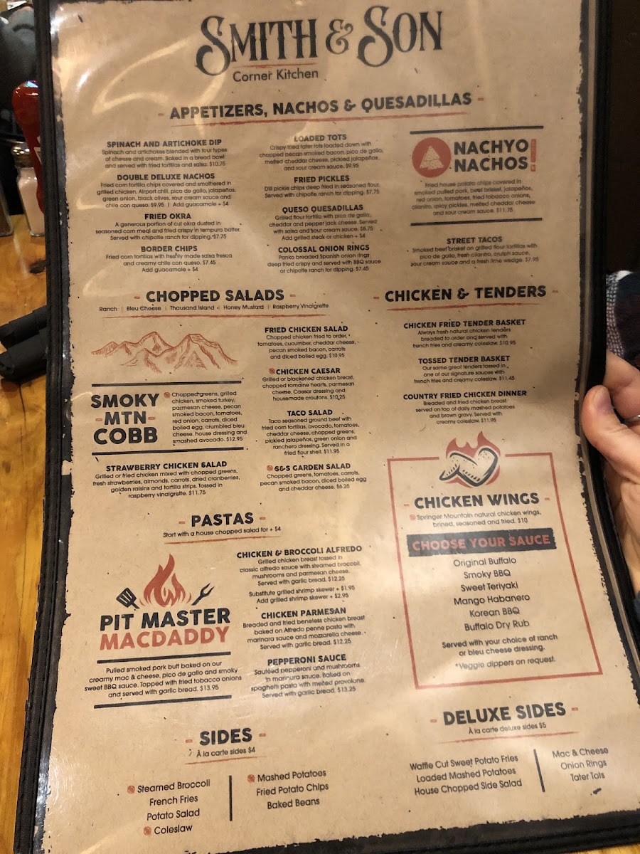 Smith & Son Corner Kitchen gluten-free menu