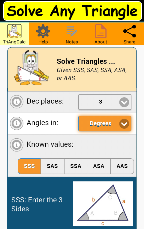 Android application Triangle Calculator screenshort