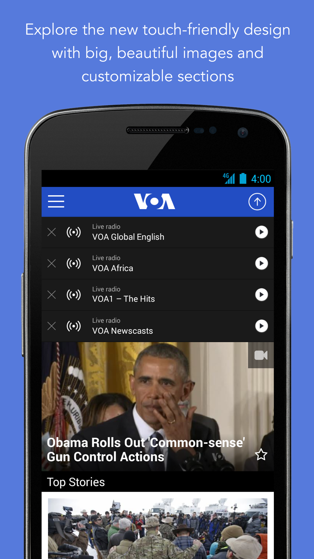 Android application VOA News screenshort