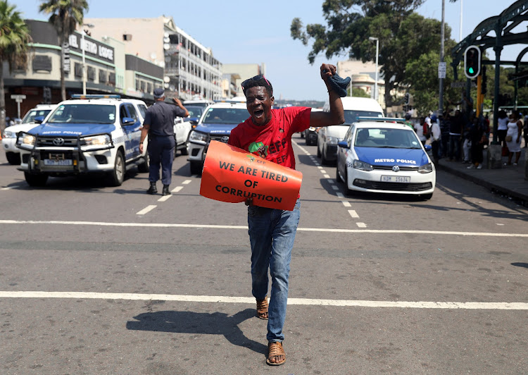 EFF protestor on the streets of Durban
