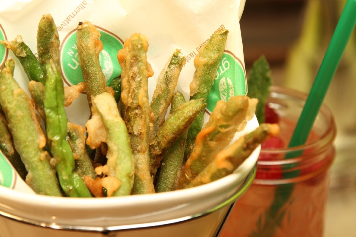 Tempura Green Beans with a Teriyaki Ginger Dipping Sauce and it's all Gluten Free