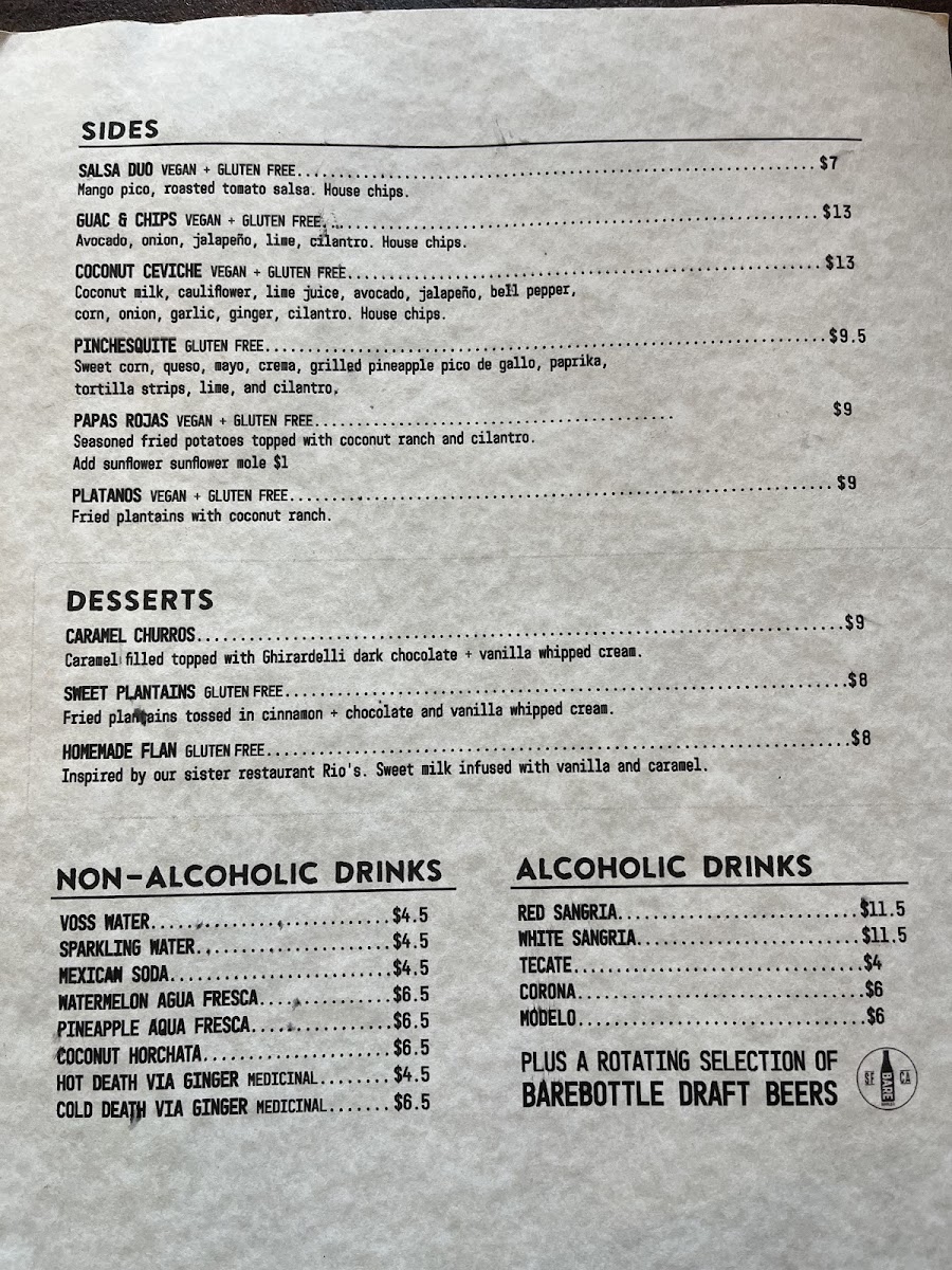 Chisme Cantina gluten-free menu