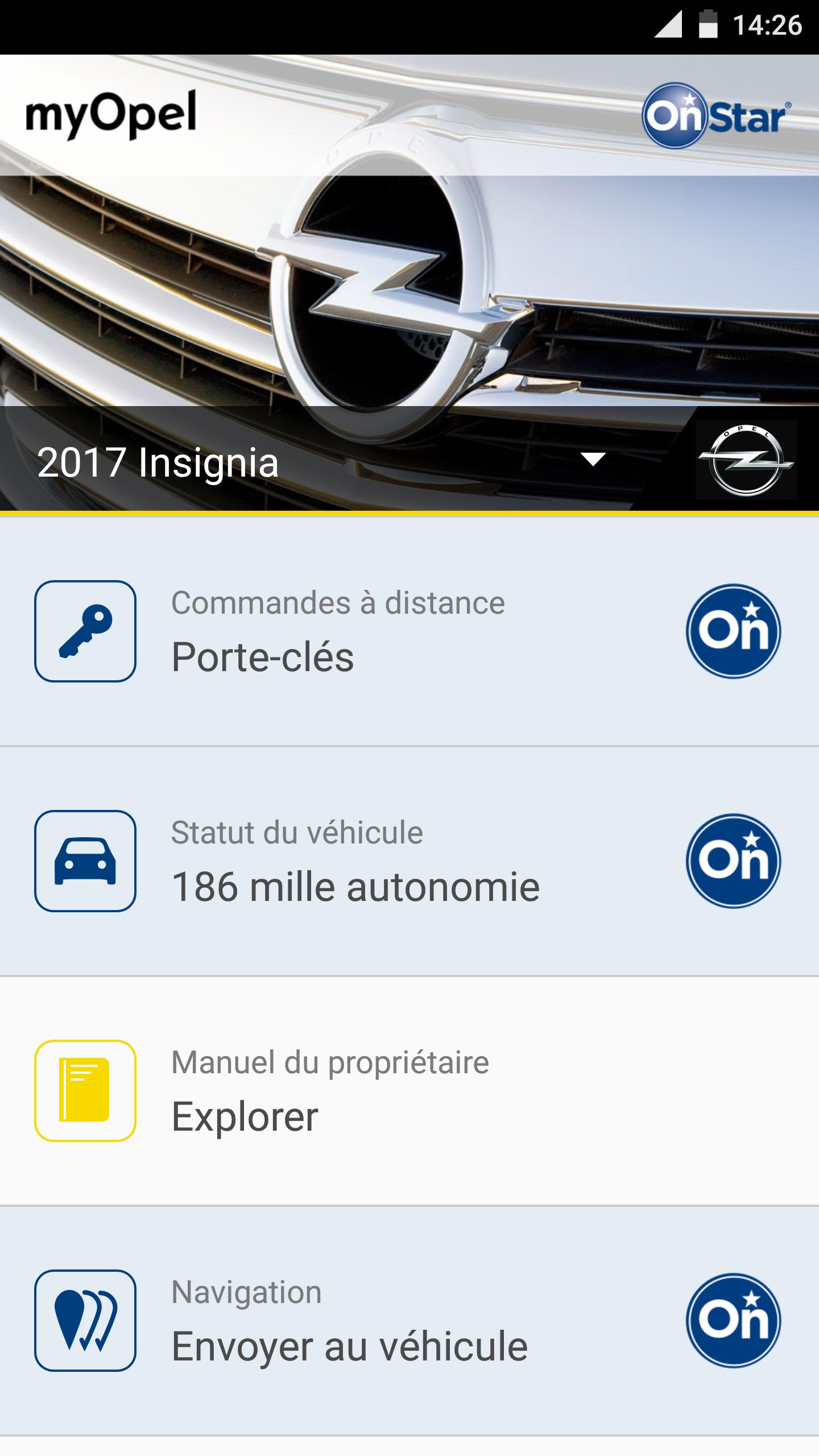 Android application OnStar Europe screenshort