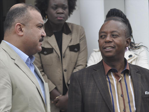 From left is Egyptian military attache in Nairobi, Col. Mostafa Abd El-Kade, KMC chairman Josiah Kores and Livestock Manager Sylvester Kyengo at Athi River's KMC plant in Athi River yesterday.