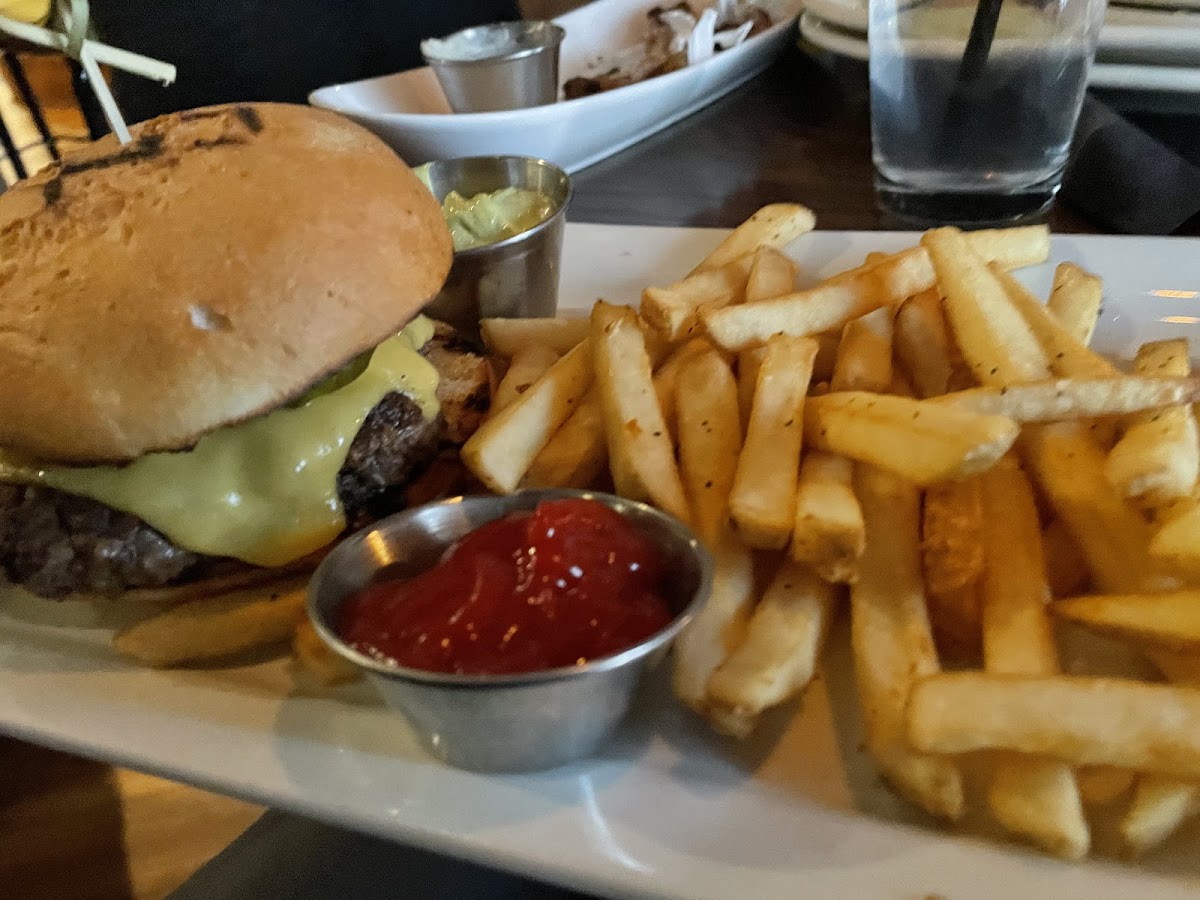 Burger w/ GF bun and separate fryer fries