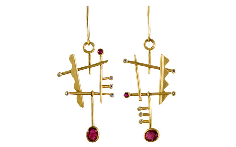 Margery Hirschey x Gemfields Mozambican ruby and 18kt gold earrings, Gemfields.