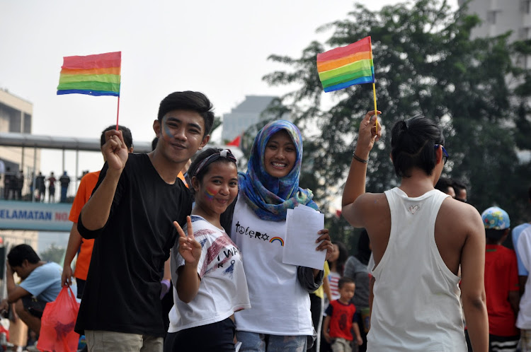 The international day against homophobia, biphobia, and transphobia was marked with rainbow flags in central Jakarta, Indonesia on May 17 2015. Picture: 123RF/danipicture