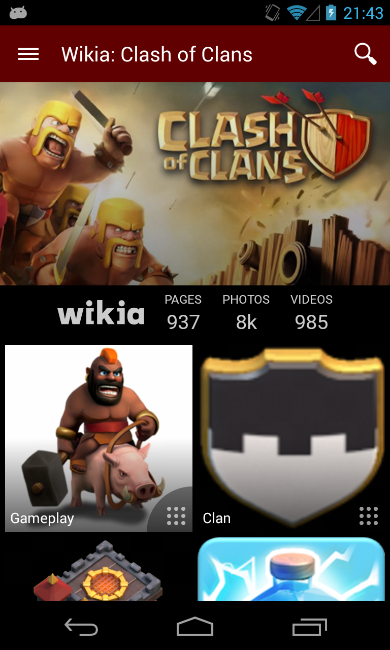 Android application Wikia: Clash of Clans screenshort