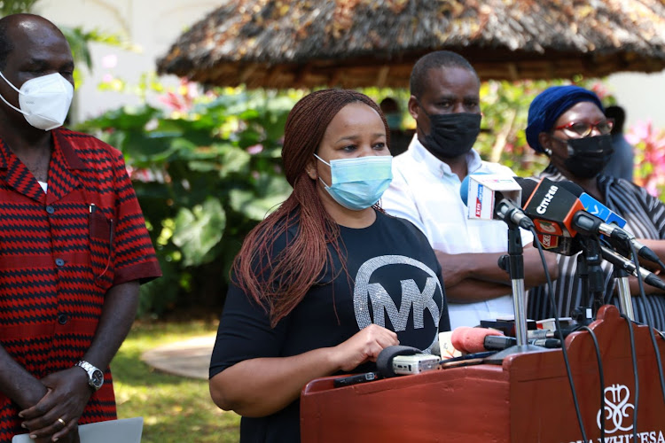 IEBC commissioner Juliana Cherera at Whitesands Beach Hotel in Mombasa on Friday.