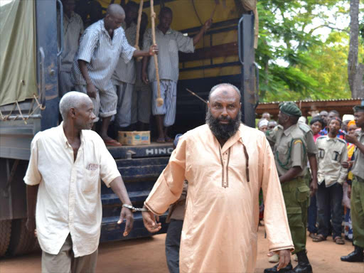 Some of the MRC members arrive at Kwale courts yesterday. The 42 suspects were remanded at Shimo La Tewa Prison until Friday.