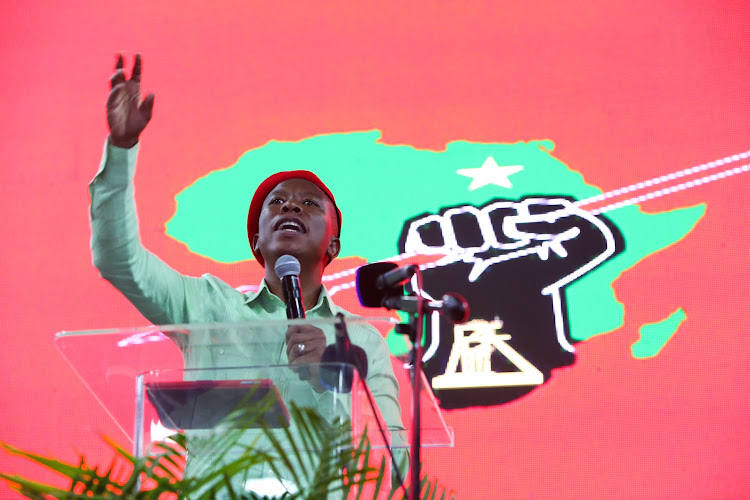 EFF leader Julius Malema addresses a Women's day Rally in Edendale, Pietermaritzburg.