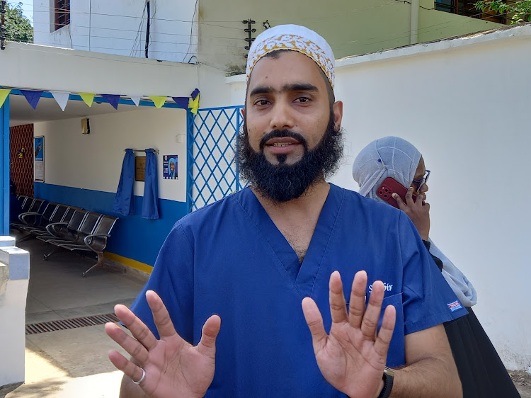 Consultant ophthalmologist Shabbir Abdulrasul speakingin an interview at Kwale Eye Centre in Matuga on October 13, 2023.