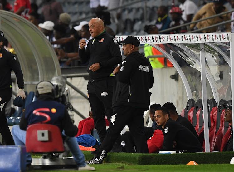 Owen Da Gama and Allan Freese of Highlands Park during the MTN 8, quarter final match Orlando Pirates and Highlands Park at Orlando Stadium on August 17, 2019 in Johannesburg, South Africa.