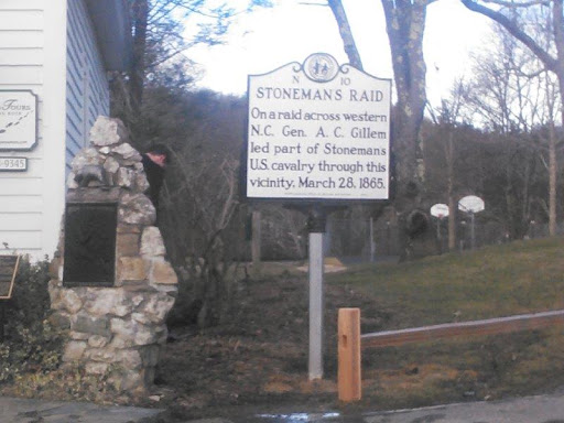 On a raid across western N.C. Gen. A. C. Gillem led part of Stoneman's U.S. cavalry through this vicinity, March 28, 1865.Plaque via North Carolina Highway Historical Marker Program, and is used...