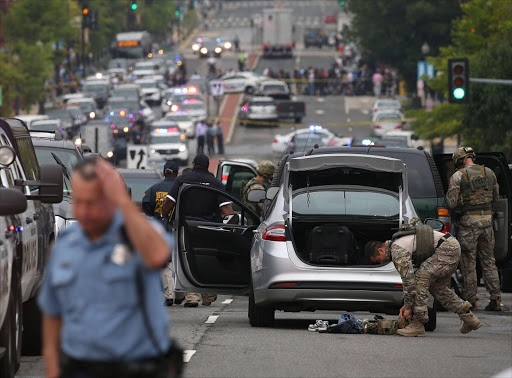 Law enforcement officials respond to the Navy Yard facility July 2, 2015 in Washington, DC. There was reports of a active shooter. This is the site of a 2013 shooting where 12 people were killed. Picture Credit: Getty Images