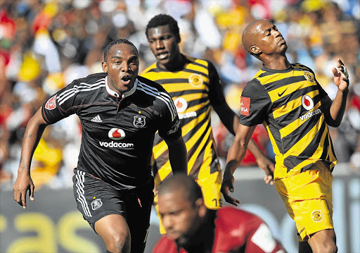 Benni McCarthy of Orlando Pirates celebrates his second goal against Kaizer Chiefs during their Absa Premiership match at FNB stadium on Saturday. Pirates won 3-2 Picture: DUIF DU TOIT/GALLO IMAGES