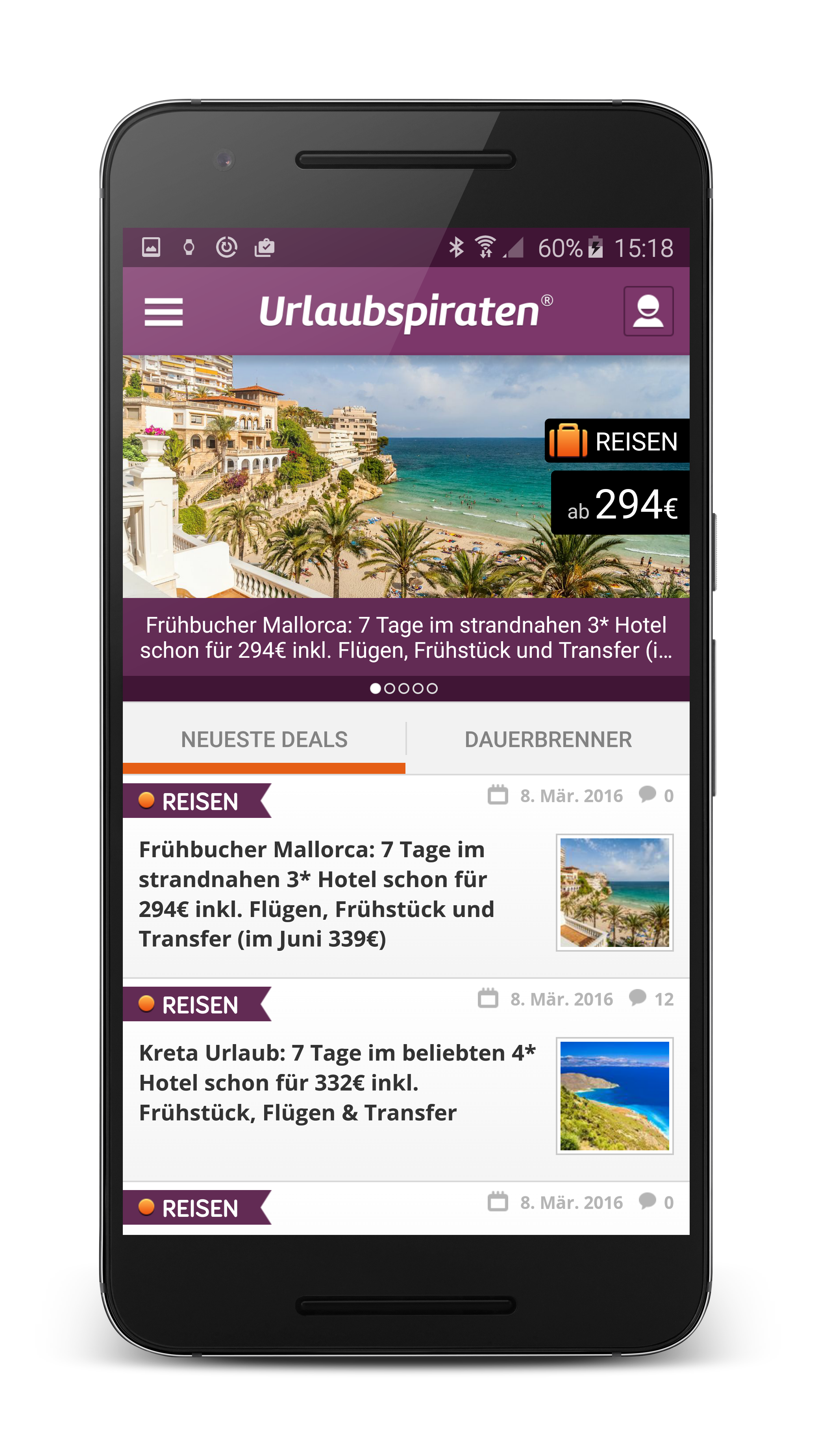 Android application TravelPirates Top Travel Deals screenshort