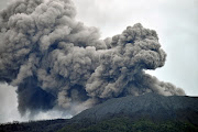 Mount Marapi volcano spews volcanic ash in Agam, West Sumatra province, Indonesia, in December 2023. This week eruptions of Mount Ruang in Indonesia were triggered by recent earthquakes, with the mountain emitting 