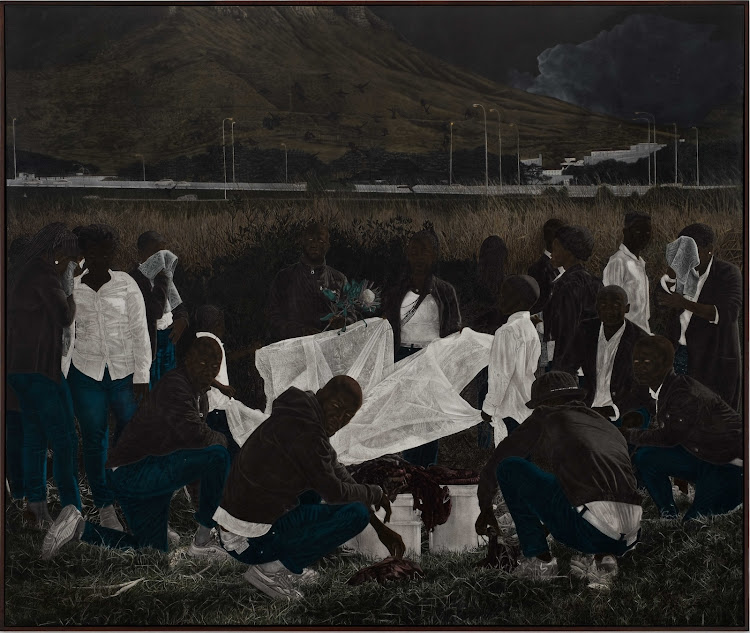 Cinga Samson, Umkhusana 1 (2021), Oil on canvas, 220 x 260 cm (1).