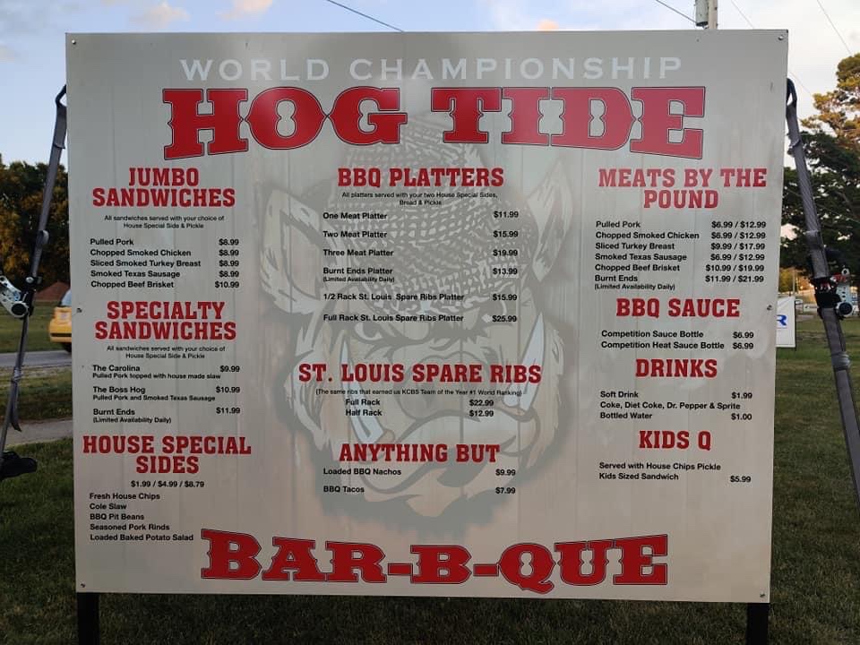 Hog Tide Bar-B-Que Truck gluten-free menu