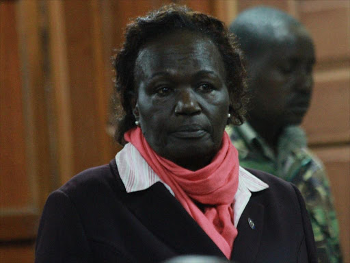 National Olympic Committee of Kenya (Nock) Treasurer Fridah Shiroya at the Milimani law Courts yesterday. /MONICAH MWANGI