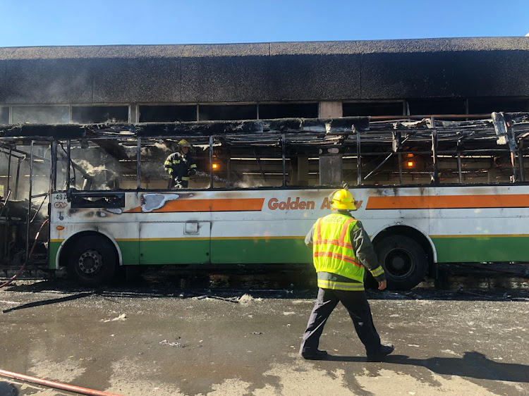 Arson is not suspected and no one was injured when a bus went up in flames in central Cape Town on April 25 2019.