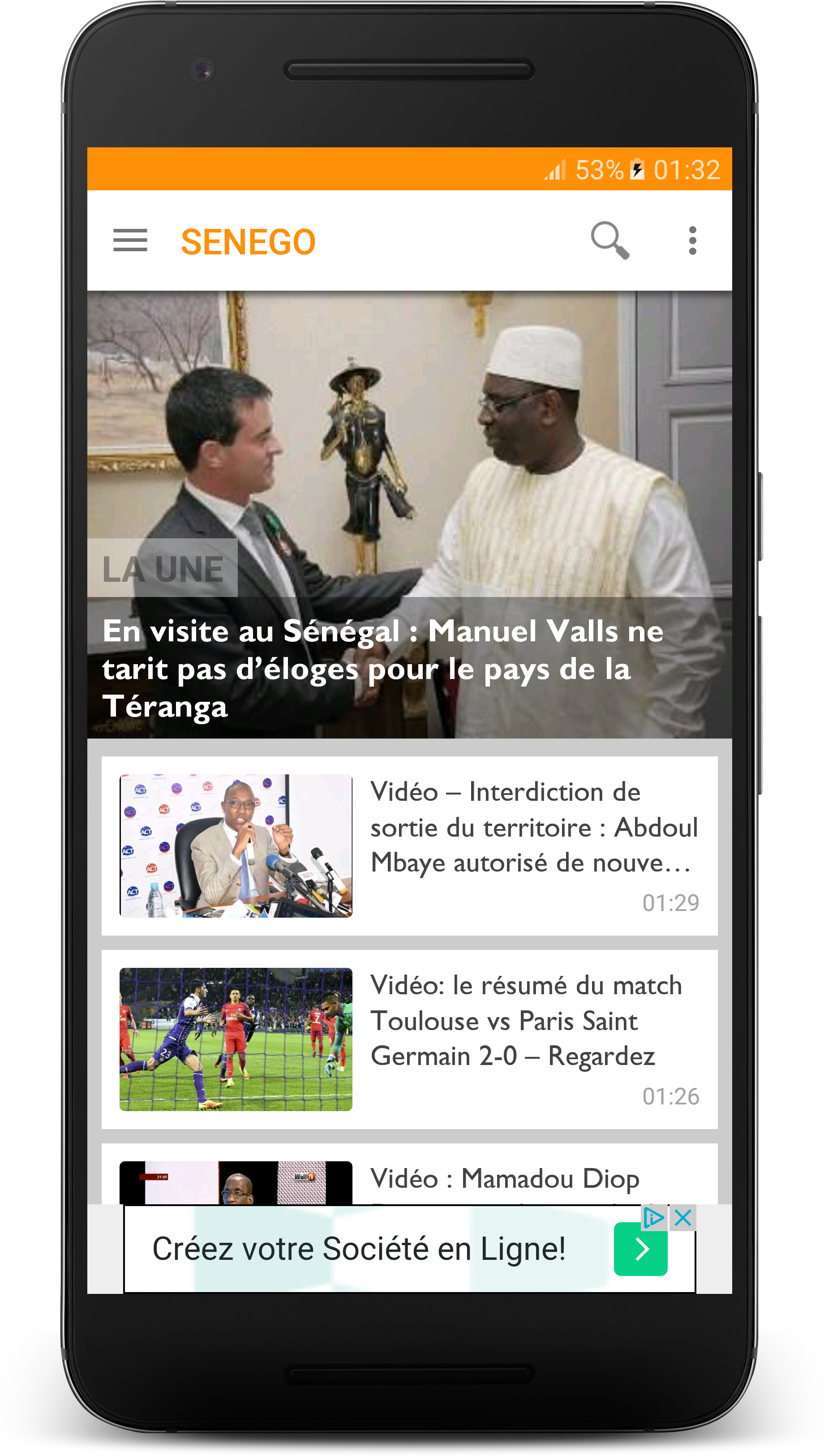 Android application Senego: News in Senegal screenshort