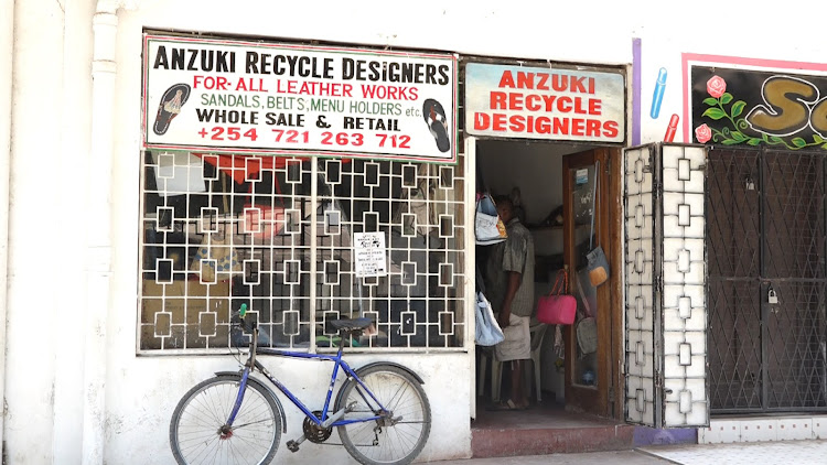 The retail shop belonging to Michael Nzuki which deals with products made from recycling materials in Malindi town