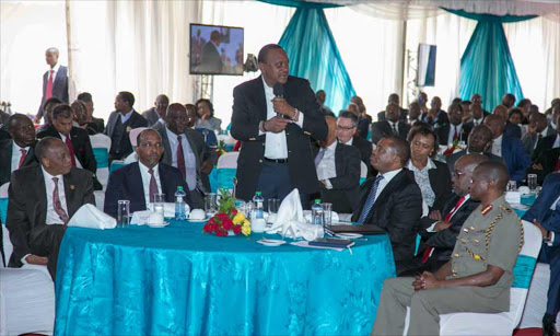 President Uhuru Kenyatta addressing participants during the State House Summit on Governance and Accountability.