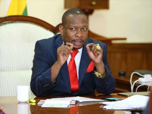 Nairobi Governor Mike Sonko during a meeting at his City Hall office, May 7, 2018. /GPS