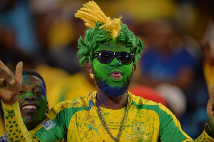 Mamelodi Sundowns supporter Mdeva during the CAF Champions League match between Mamelodi Sundowns and Rayon Sports at Loftus Stadium on March 18, 2018 in Pretoria, South Africa.