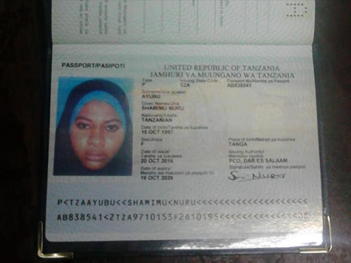 A picture of one of the female terror suspects from Tanzania arrested at JKIA, November 22, 2016. /COURTESY