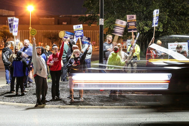 United Auto Workers members strike outside of Ford's Kentucky Truck Plant in Louisville, Kentucky, US. Picture: MICHAEL CLAVENGER/USA TODAY NETWORK