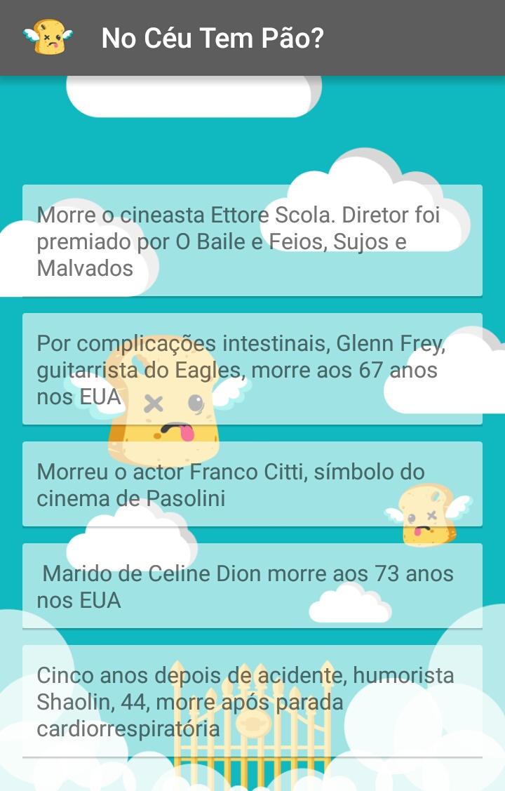 Android application No Céu Tem Pão? screenshort
