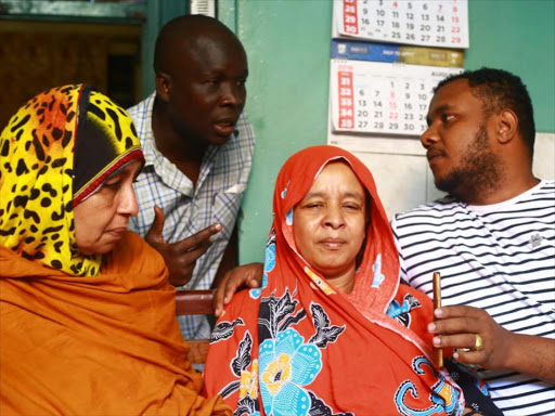Saida's mother, Khadija Bwanaomar (C) at her home at Mwembe Tayari on Sunday, September 23, 2018. /JOHN CHESOLI