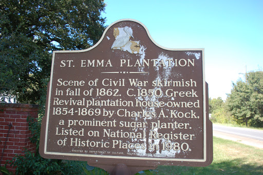   Scene of Civil War skirmish in fall of 1862. C.1850 Greek Revival plantation house owned 1854-1869 by Charles A. Kock, a prominent sugar planter. Listed on National Register of Historic Places in 1980. 