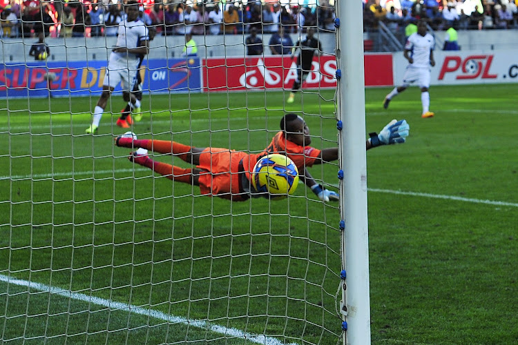 Goalkeeper Brighton Mhlongo of Chippa United watches the ball go into the back of the net during the Absa Premiership match against Chippa United at Nelson Mandela Bay Stadium, Port Elizabeth South Africa on 25 February 2018.