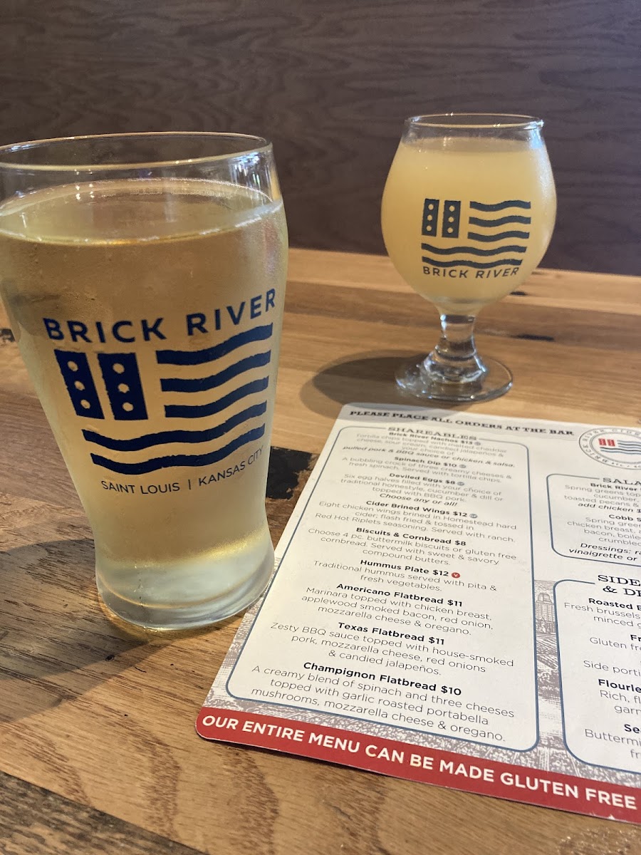 Brick River Cider Co gluten-free menu