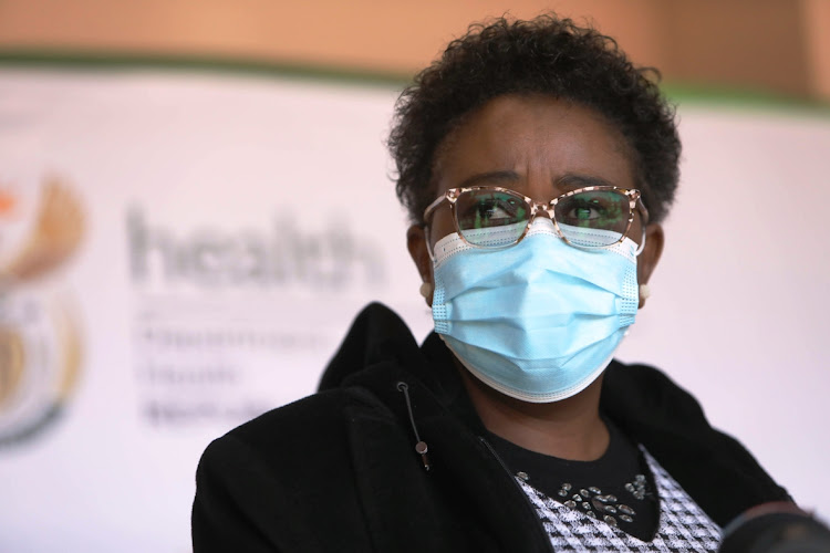 Acting health minister Mmamoloko Kubayi-Ngubane at Chris Hani Baragwanath Hospital in Soweto on June 12 2021.