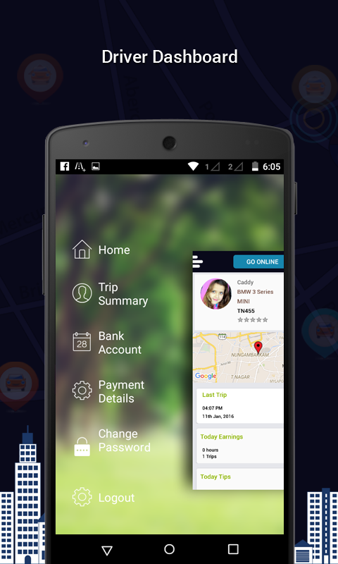 Android application Ridey Partner screenshort