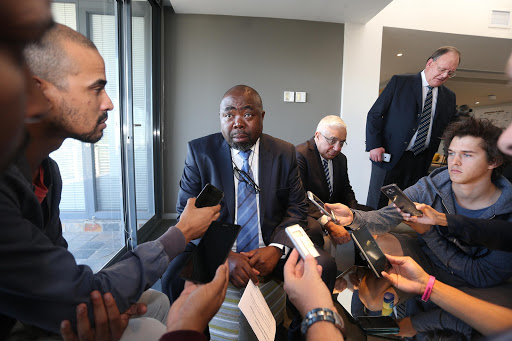 Minister of Sport Thulas Nxesi during the Minister of Sport visit to SARU Offices at SARU House on May 02, 2017 in Cape Town, South Africa.