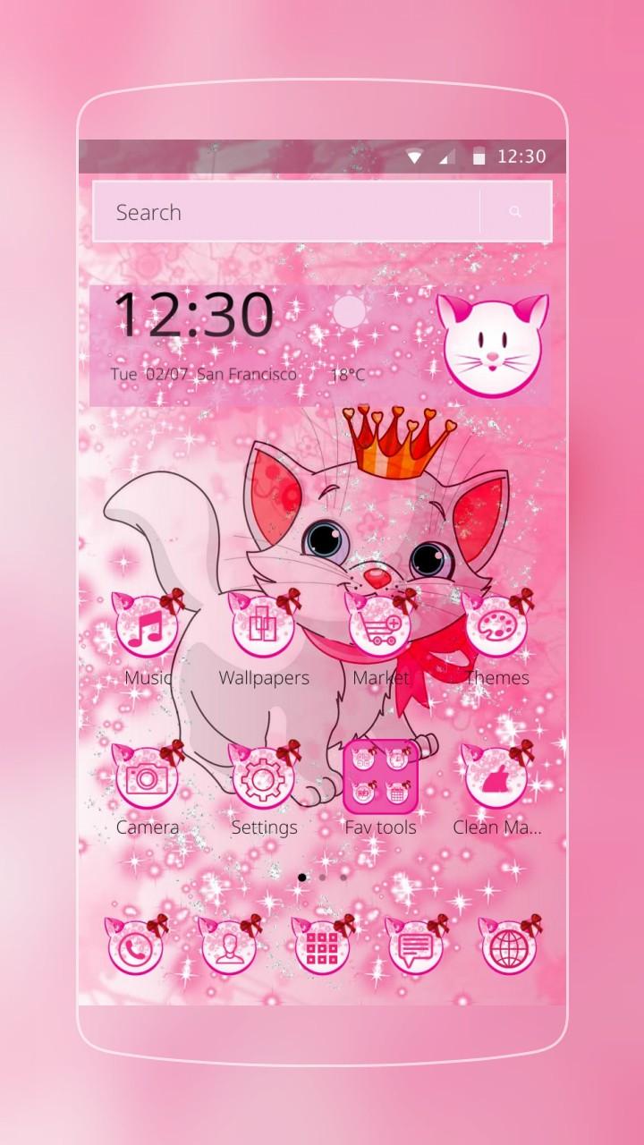 Android application Pink Kitty Cute Theme screenshort