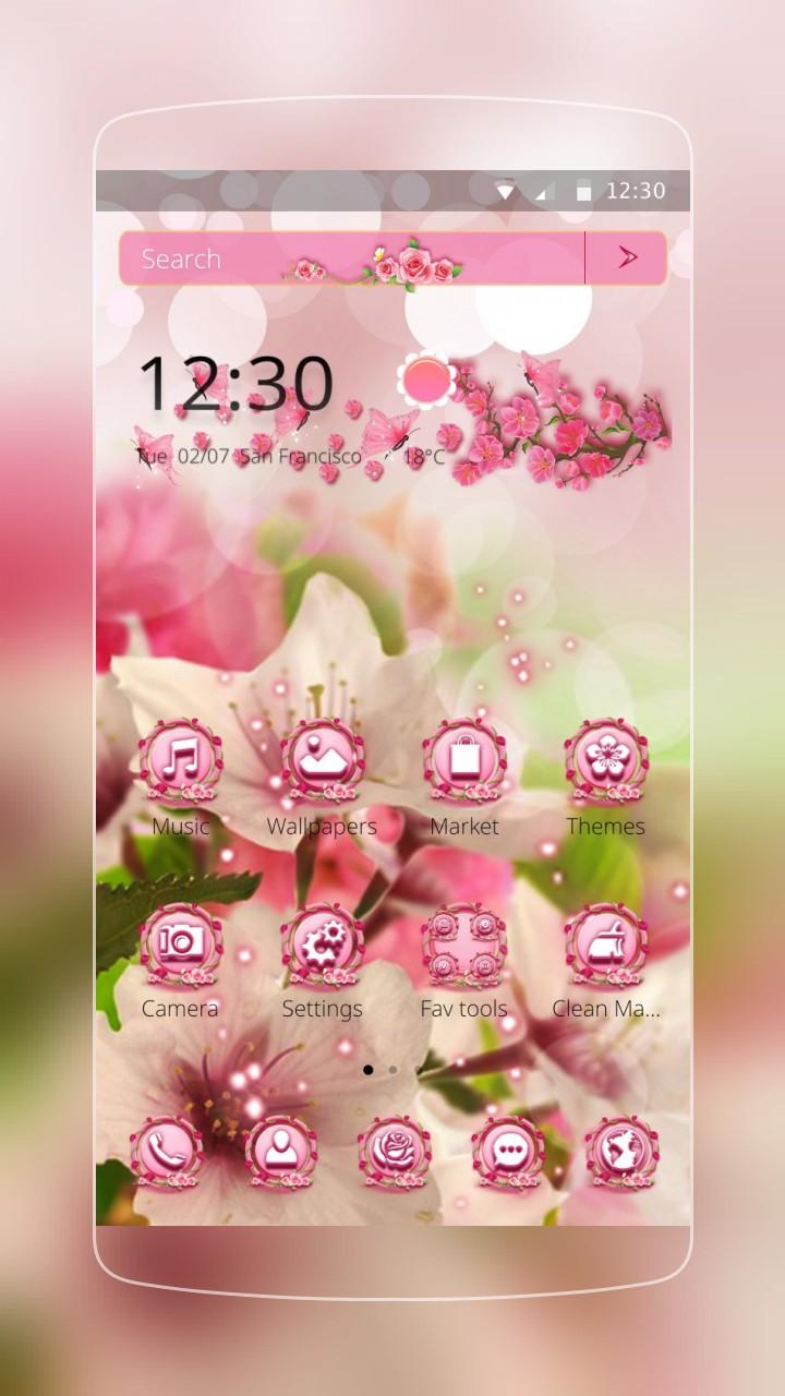 Android application Blooming Pink Flower Theme screenshort