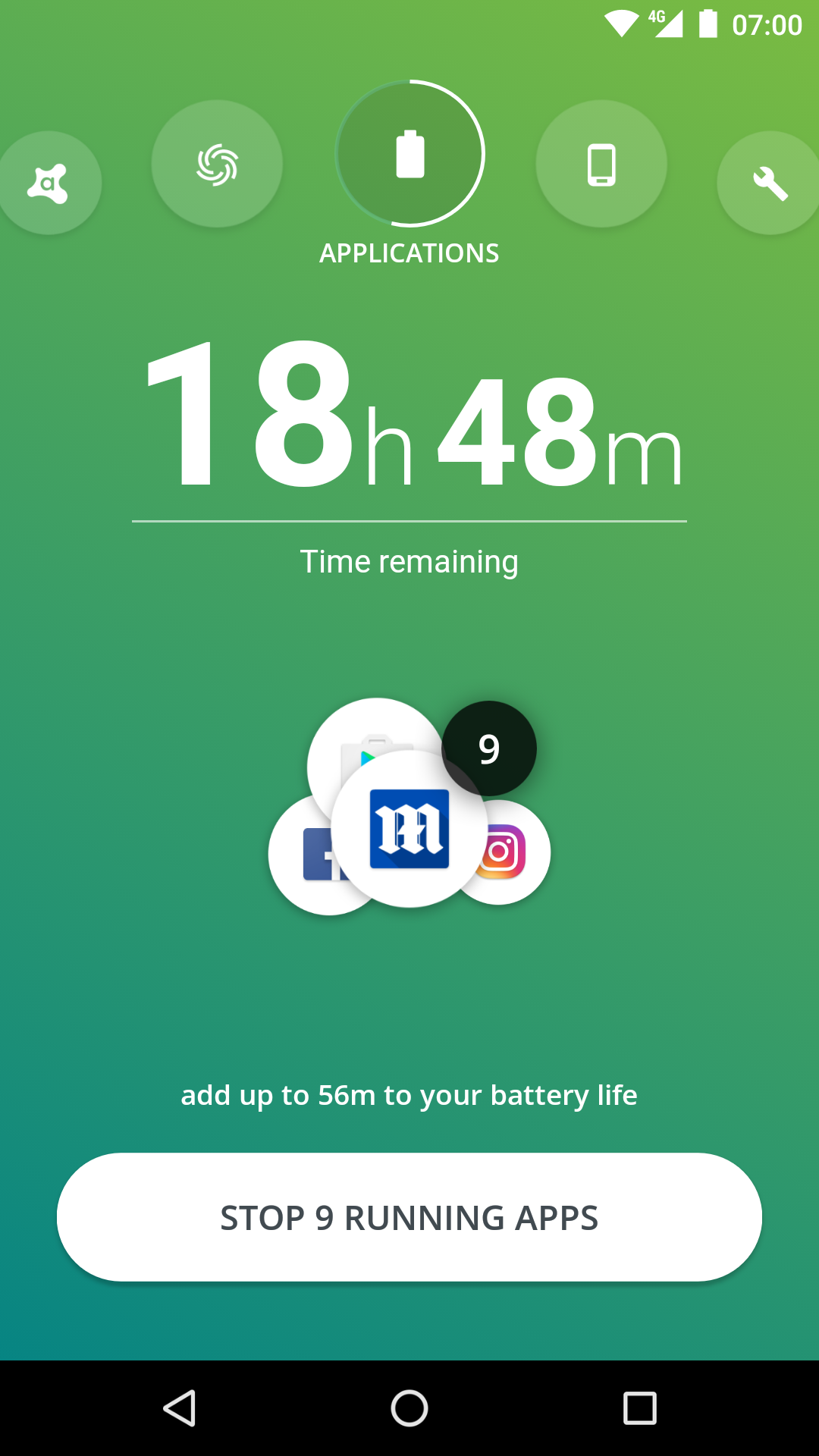Android application Avast Battery Saver screenshort