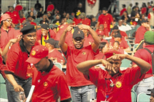 AGAINST THE GRAIN: Cosatu delegates signal their desire for a change of leadership at the ANC elective conference to be held in Mangaung. PHOTO: MOHAU MOFOKENG