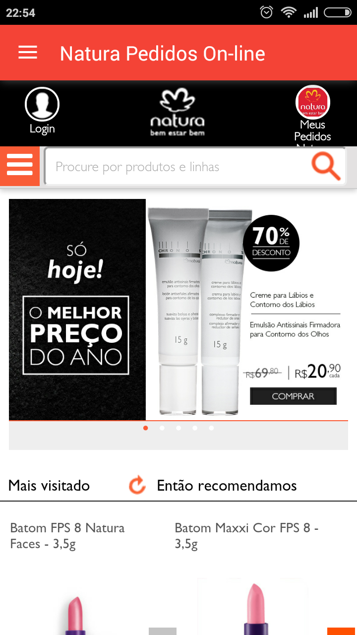 Android application Natura Cosmetics screenshort