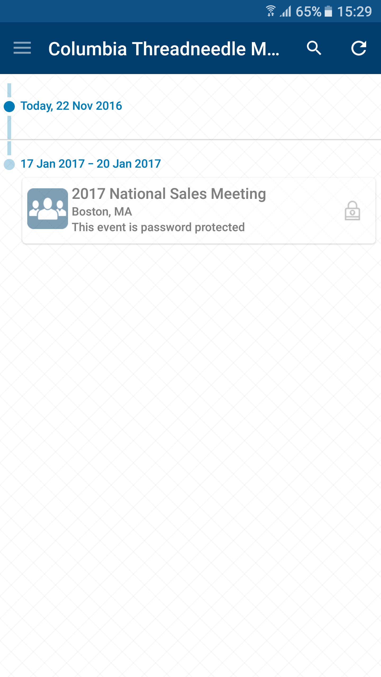 Android application Columbia Threadneedle Meetings screenshort