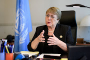 Michelle Bachelet speaks from her office at the Palais Wilson on her first day as new UN High Commissioner for Human Rights in Geneva, Switzerland, on September 3 2018. 