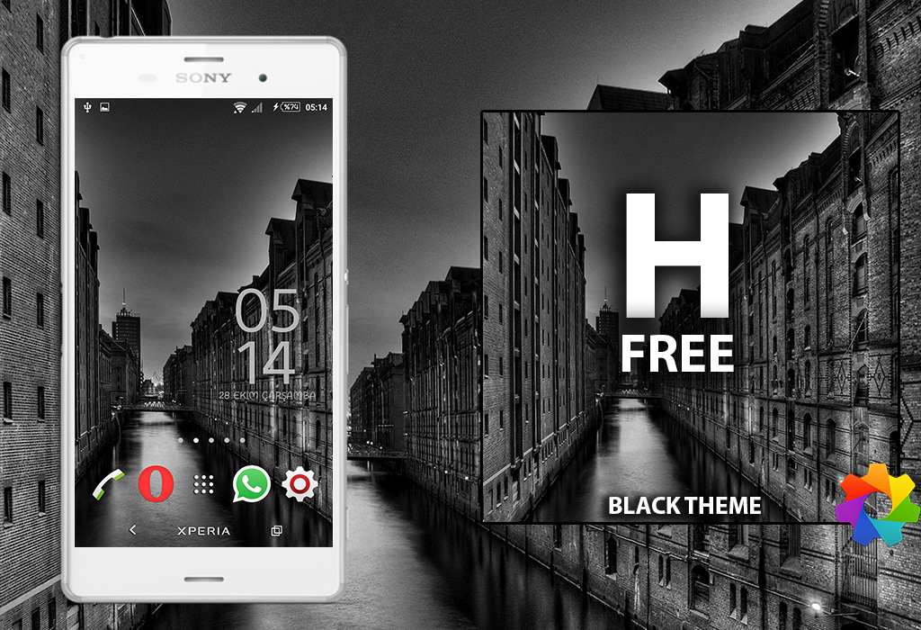 Android application Theme Xperien Black Free screenshort